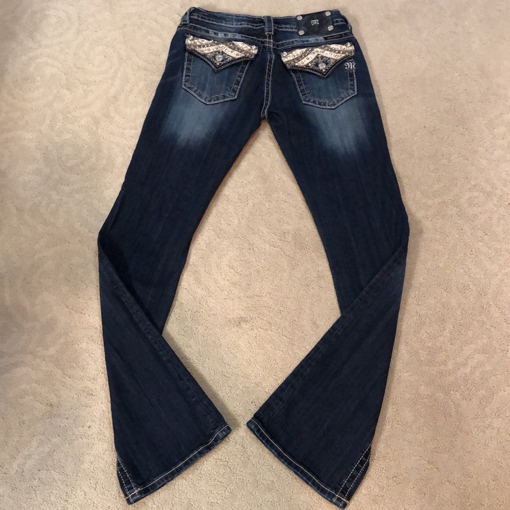 Miss Me Sz 29 embellished bootcut jeans with factory wiskering/fading NWOT! 🚥🚦